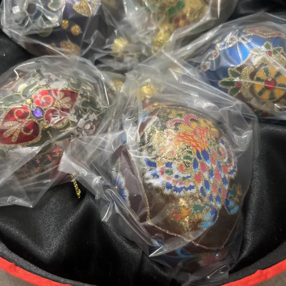Joan Rivers Classics Collection Box Of 5 Jeweled Egg Shaped Christmas Ornaments